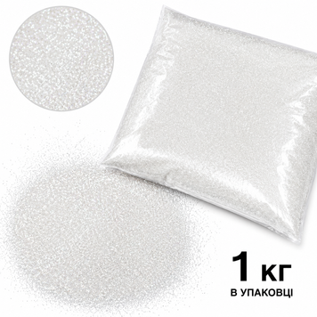 Декоративний глітер (блискітки) білий 1 кг, для декору, флористики, творчості, рукоділля  3114-1 фото