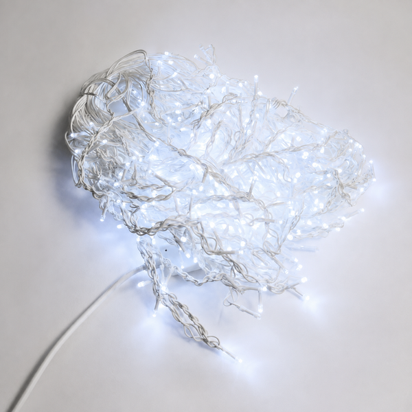 Гірлянда Бахрома вулична LED 13 м | 300 LED | холодне світло FLASH | IP65 | гірлянда на фасад, будинок, вікна | білий провід 3108-1 фото